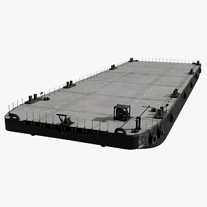 3D Industrial Flat Deck Barge model