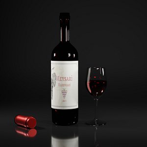 Wine bottle and glass