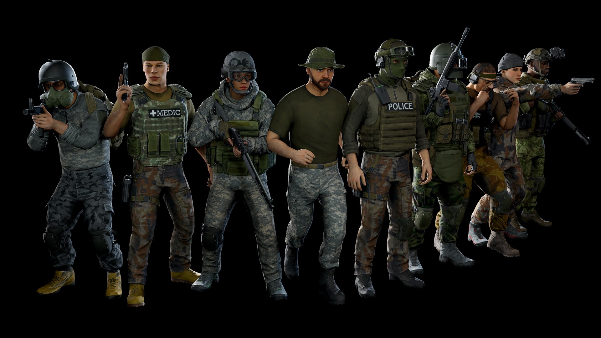 Character module. Игра с пародией military character. military city asset ue.