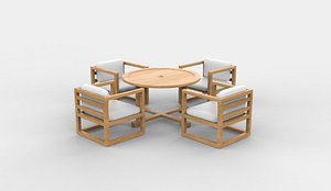 3D Round table and chairs 05 3D model