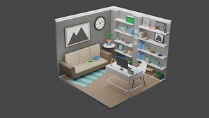 Office Room 15 Low-poly 3D model 3D