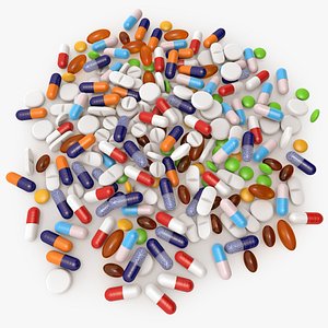 3d pills modeled pile