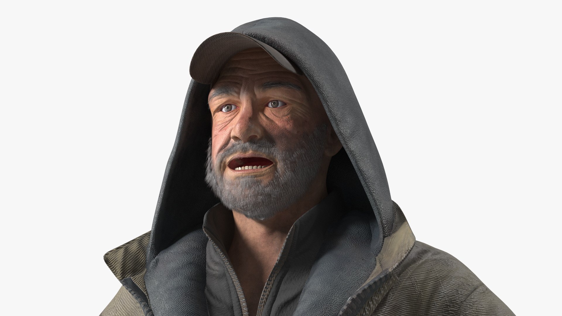 3D Homeless Man With A Sign Asking For Alms - TurboSquid 2283329