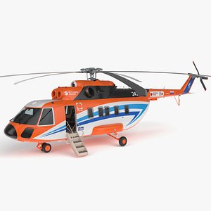 3D model Russian Helicopter Gazprom MI-171 A3 Rigged for Cinema 4D