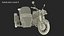 Klassisches blaues Retro-Motorrad mit Beiwagen, ausgerüstet für Cinema 4D