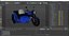 Klassisches blaues Retro-Motorrad mit Beiwagen, ausgerüstet für Cinema 4D