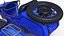 Klassisches blaues Retro-Motorrad mit Beiwagen, ausgerüstet für Cinema 4D