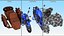 Klassisches blaues Retro-Motorrad mit Beiwagen, ausgerüstet für Cinema 4D