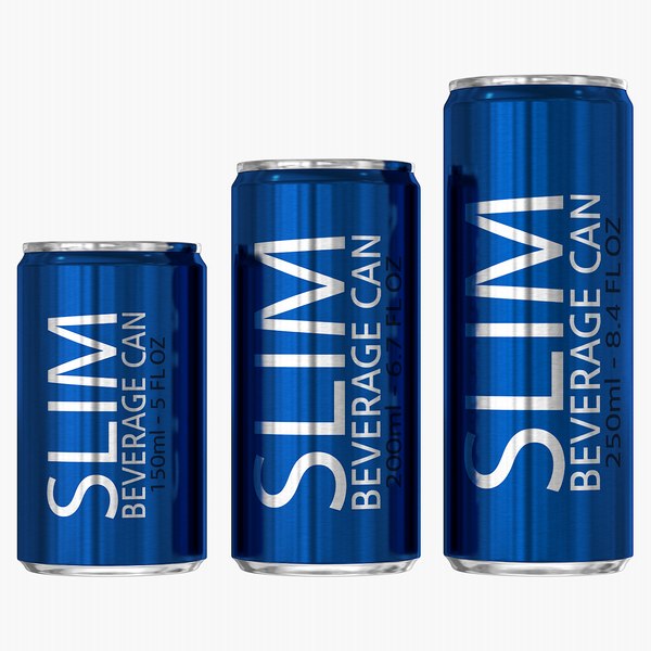 slim beverage cans 3D