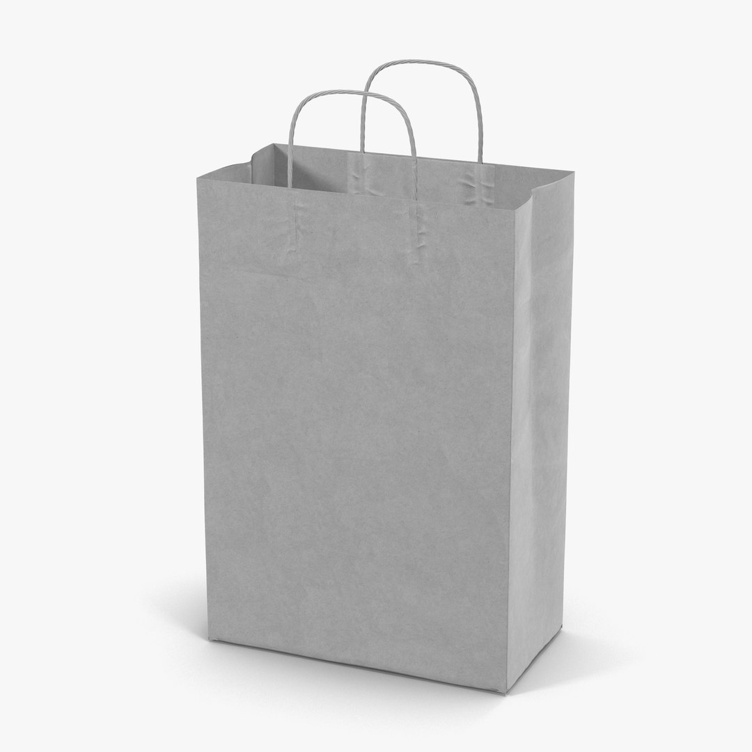 Handle Paper Shopping Bag White 3D Model 3D model preview