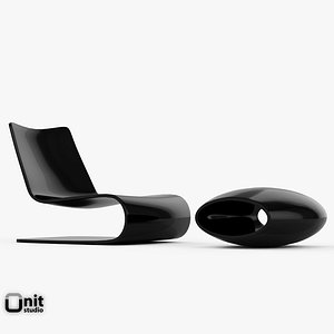 Chaise longue Novelle Vague by Porro with upholstery cushion and pouf
