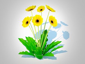 3D Gerbera - Gerbera DaisyYellowFlower model