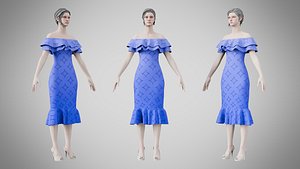 3D Dress 17 Very Light Blue With Design