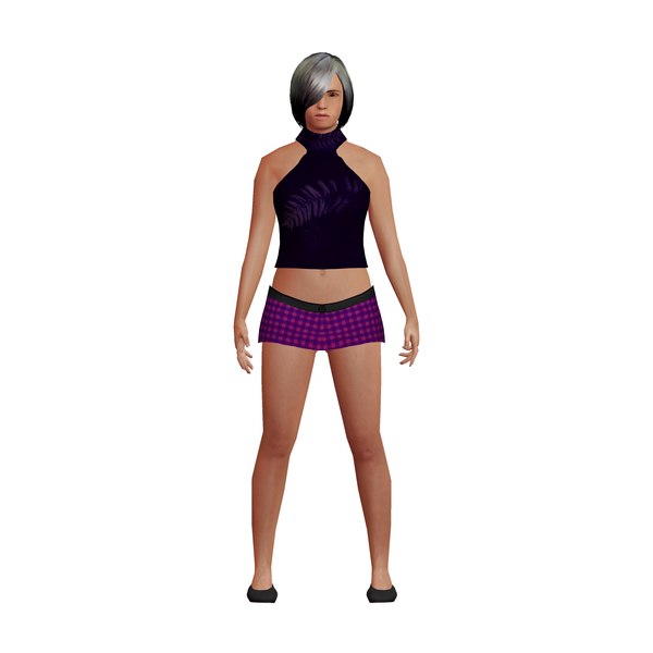 3D caucasian low-poly girl model