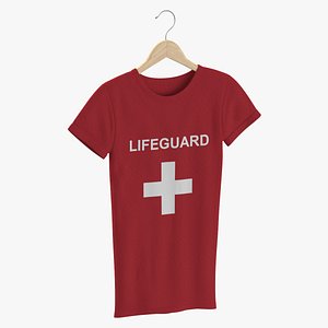 Female Crew Neck Hanging Red Lifeguard 01 3D model