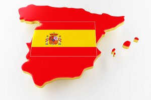 3D model spain land border flag