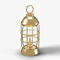 Brass Ship Lantern with Glass Globe and Flame - Nautical Prop