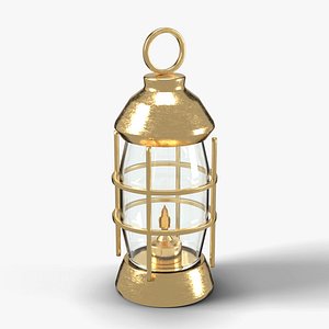 Brass Ship Lantern with Glass Globe and Flame - Nautical Prop