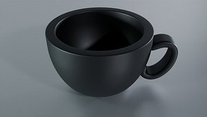 3D Modern Matte Black Coffee Cup - High Poly Architectural Prop model