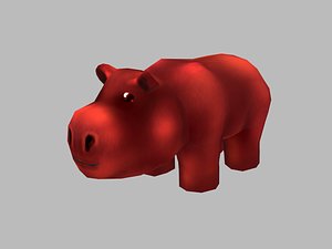 3D model hippopotamus hippo cartoon