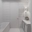 Scene of modern bathroom in gold and beige colors