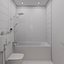 Scene of modern bathroom in gold and beige colors