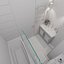 Scene of modern bathroom in gold and beige colors