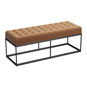 Faux Leather Buttoned Bench 3D