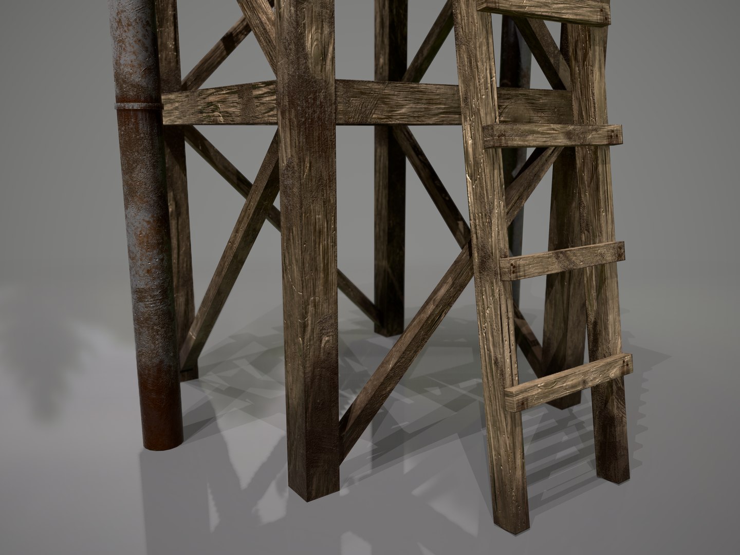 3D Old Wooden Water Tower Model - TurboSquid 1479469