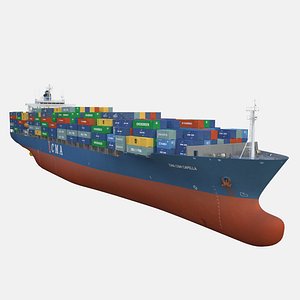 container ship cargo 3300teu 3d max