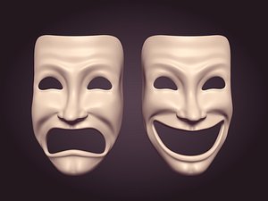 Comedy and Tragedy Masks 3D Model $49 - .3ds .blend .c4d .fbx .max