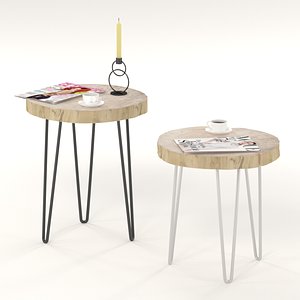 Two tables from slab on metal legs