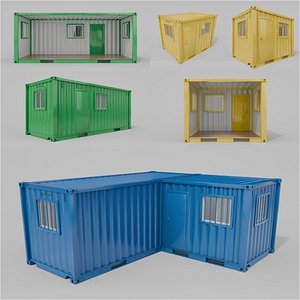 3D Modified Shipping Containers Room Trio Collection - Versatile Modular Space model