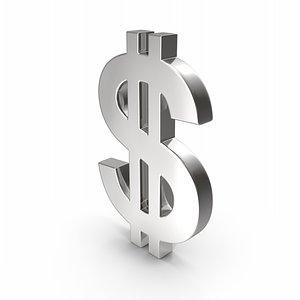 USD Symbol Silver 3D