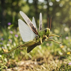 3D Grasshopper Fur Set Animated Rigged For Maya