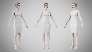 3D model Dress 19 Aqua Meadow Mosaic