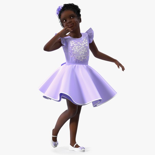 3D Funny Child Girl in Dress