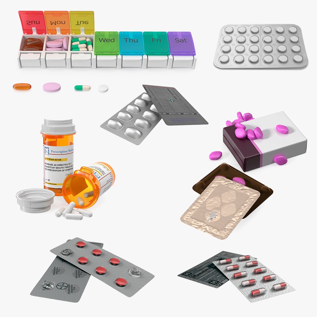 Pills Packs Collection 3 3D model preview