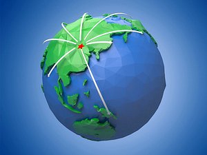 cartoon earth origami continental 3D model