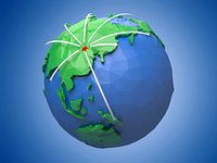 Cartoon Earth, Origami Earth, continental plate q version Poly Low Eart green planet