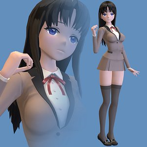 3D Anime School Girl 3D model rigged