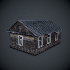 3d old wooden house model