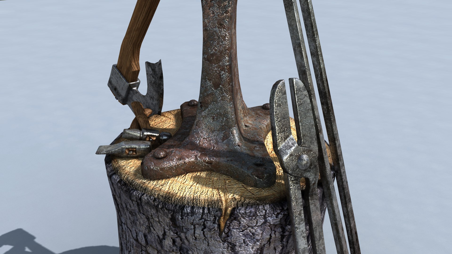 3d model blacksmith anvil set