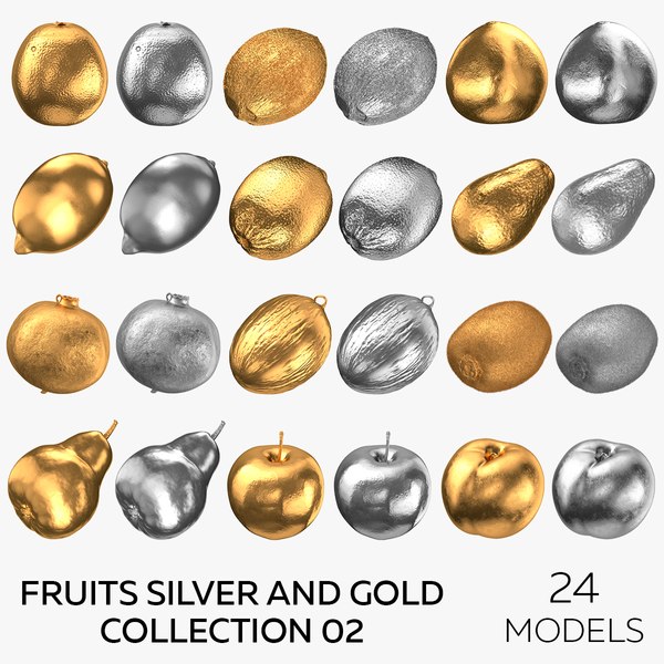 Fruits Silver and Gold Collection 02 - 24 models 3D model