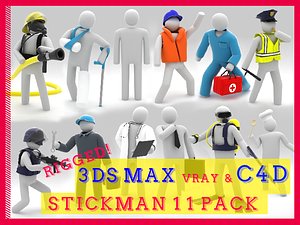 rigged stickman 11 man 3D model