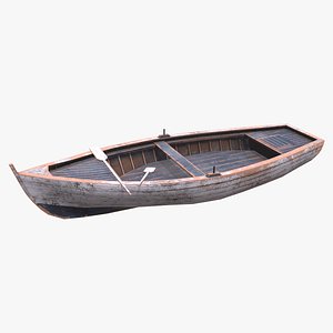 Wooden Boat Low-poly PBR 3D