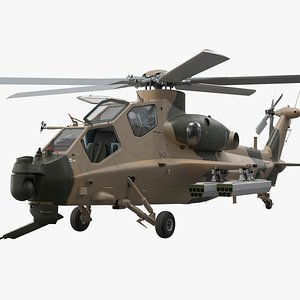Combat Helicopter with 70mm Rocket Pods Camouflage Rigged for Cinema 4D
