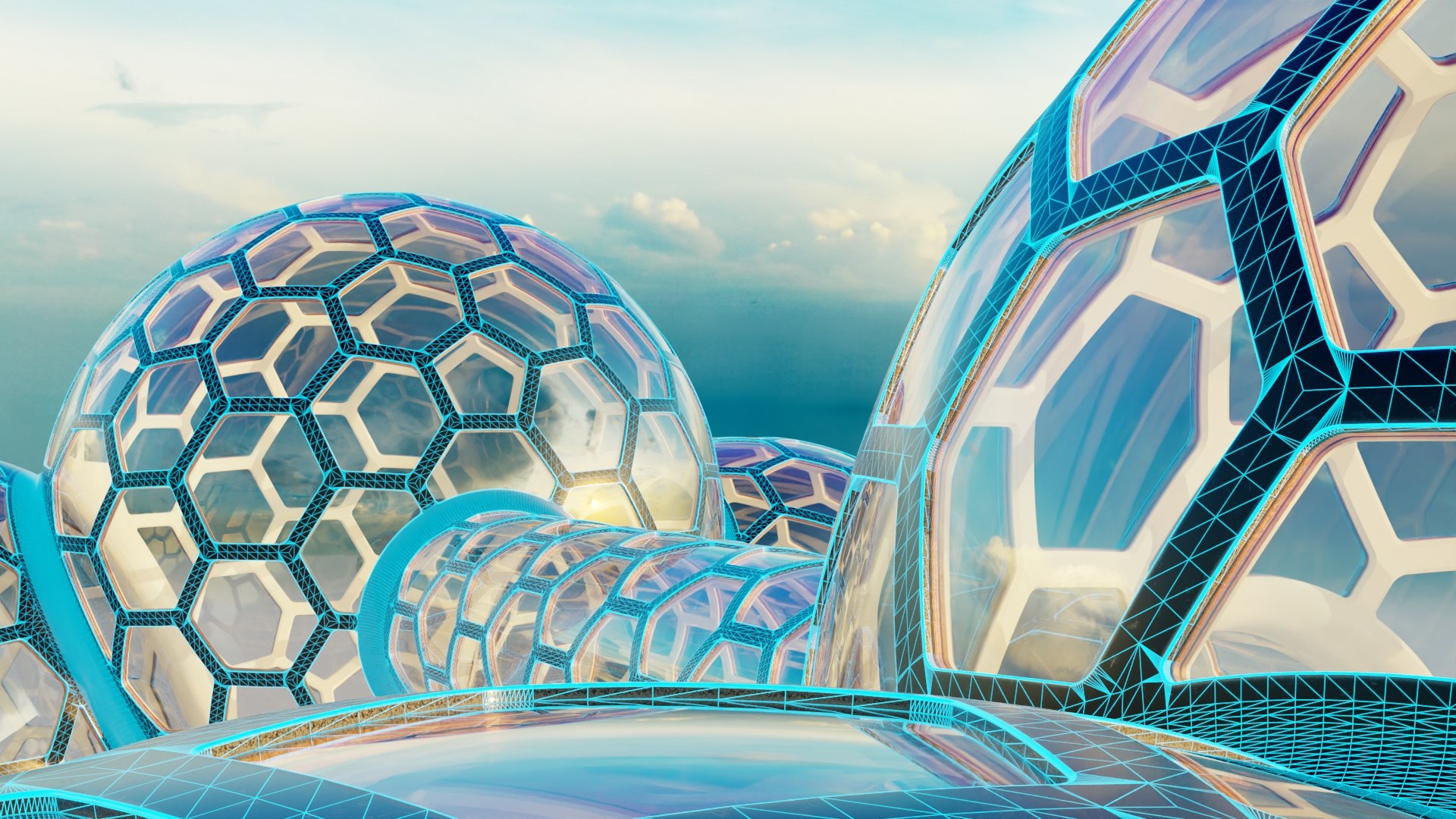 2 fused glass hexagon sci fi spherical domes set with walkway 3D model https://p.turbosquid.com/ts-thumb/o9/dtwkKg/zQ/3wire/jpg/1720597545/1920x1080/fit_q87/afd2f911e3603a71cd28e738b712f3b2209fb37b/3wire.jpg