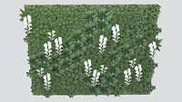 Green Hedge Wall 3D Model - Leafy Plant Panel with White Flowers for Garden Scene hedge