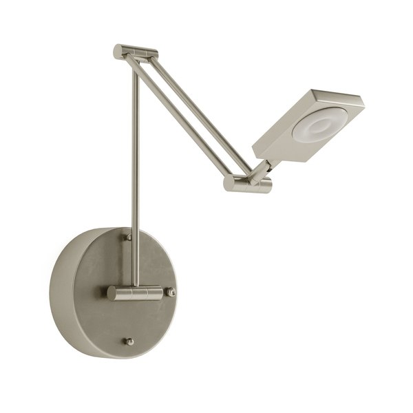 1Light Swingarm Wall Lamp In Brushed Nickel Made Of Aluminum Glass 3D model TurboSquid 1775682